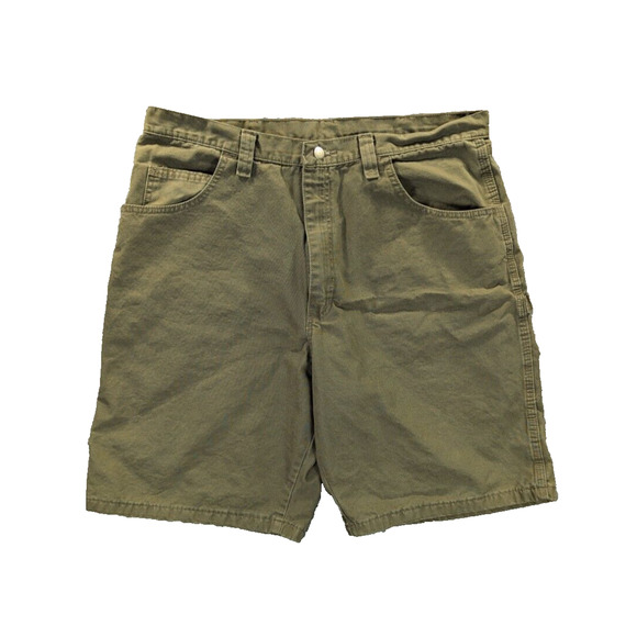 Wrangler Carpenter Shorts 38 Men's Green High-Rise 100% Cotton Canvas Workwear - Picture 1 of 6